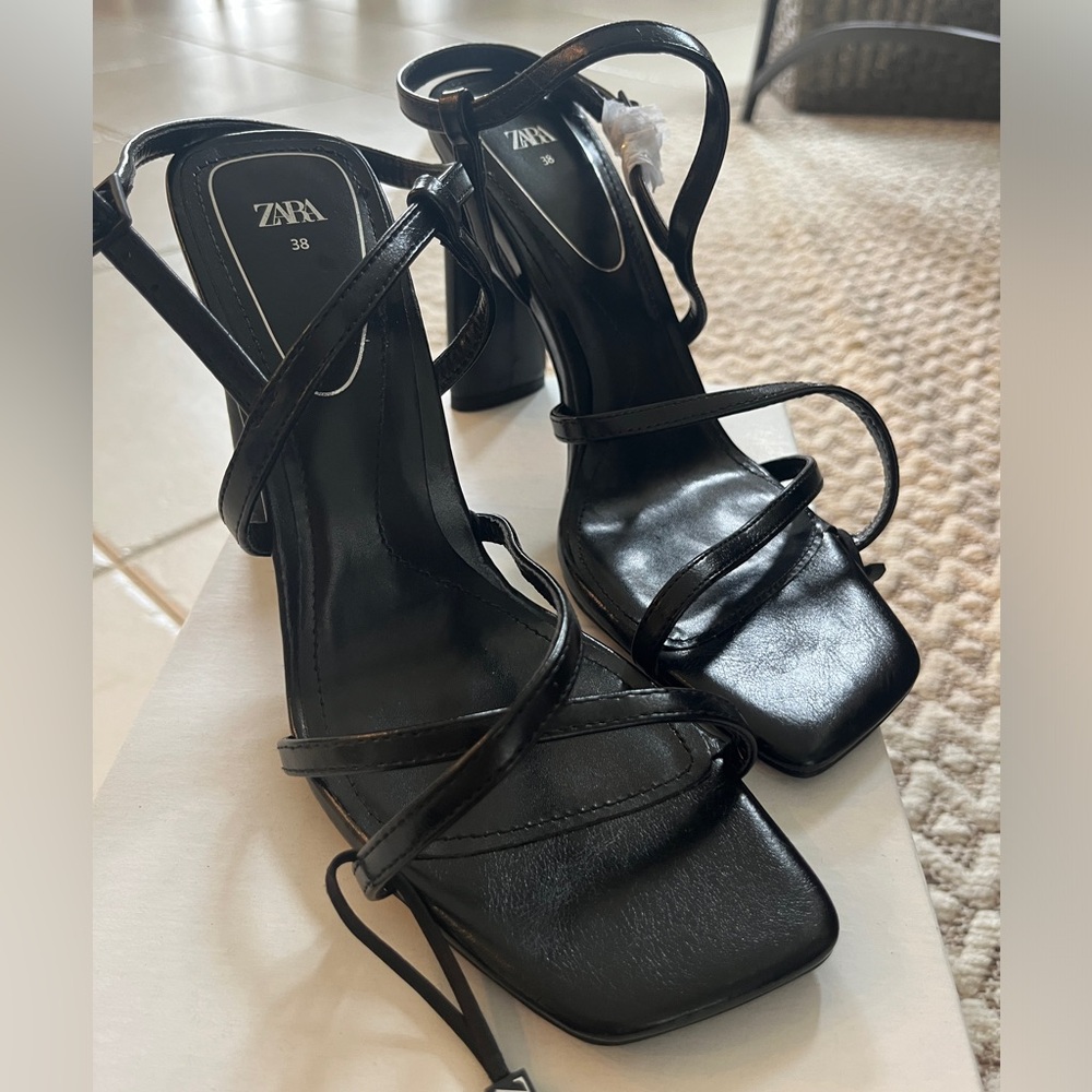 Zara black strappy sandals new with tags
